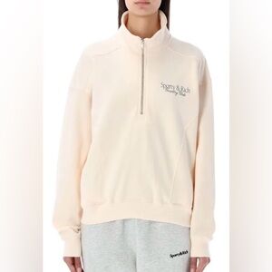 SPORTY & RICH Cream Country Club Quarter Zip
Sweatshirt Size Large
